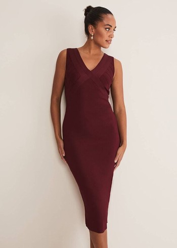 Phase Eight Fressia Cut Out Bandage Dress Burgundy Canada | YSUKNM-954